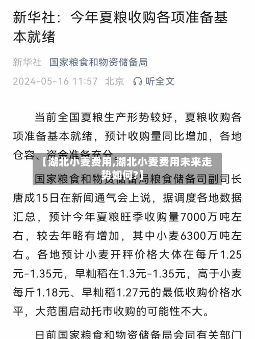 【湖北小麦费用,湖北小麦费用未来走势如何?】
