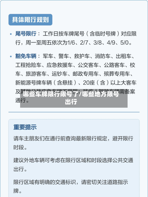 哪些车牌限行限号了/哪些地方限号出行