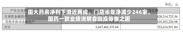 国大药房净利下滑近两成、门店半年净减少246家，国药一致业绩说明会回应零售之困