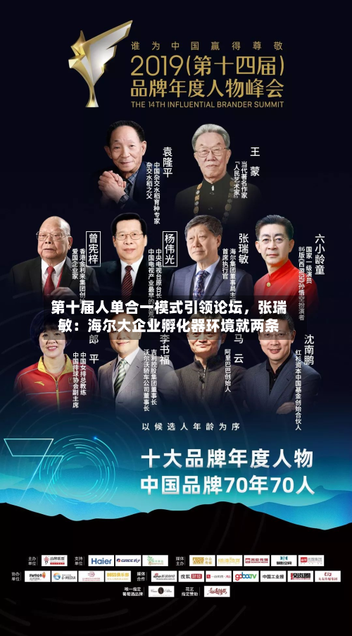 第十届人单合一模式引领论坛，张瑞敏：海尔大企业孵化器环境就两条