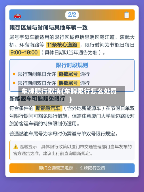 车牌限行取消(车牌限行怎么处罚)
