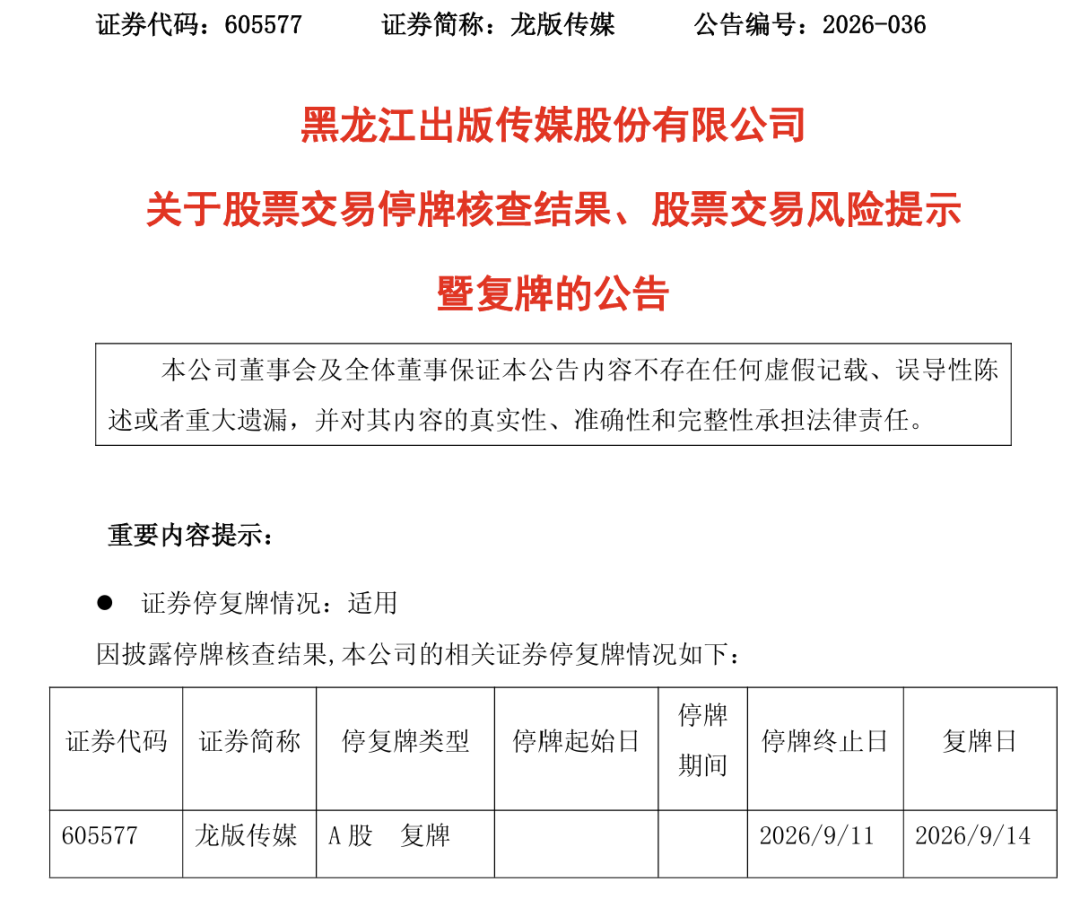 核查完成！7天6板大牛股	，下周一复牌